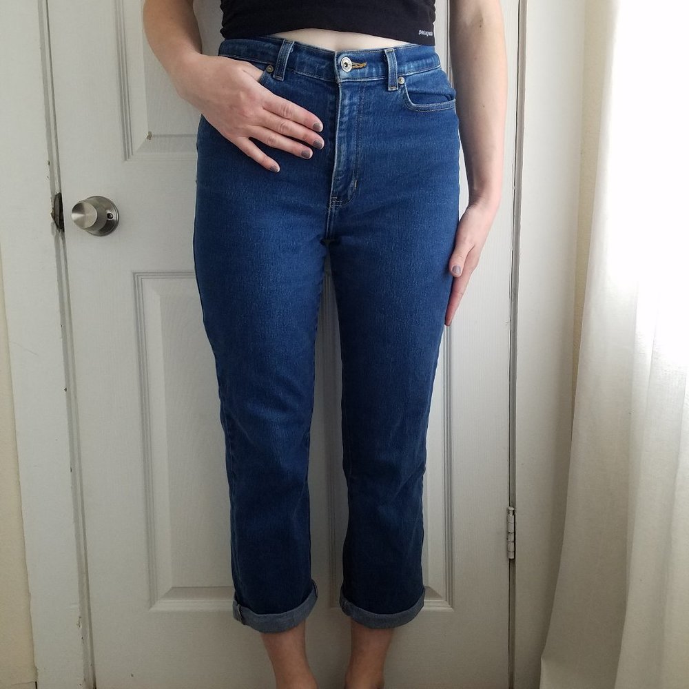 Women's petite high waisted mom jean